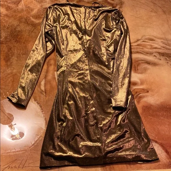 Zara Gold Ruched Bodycon Dress - Picture 2 of 2